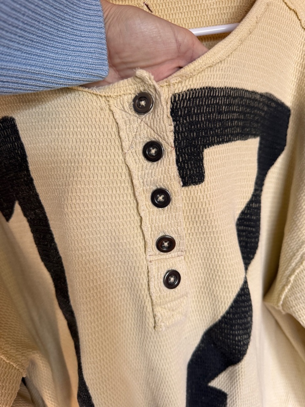 We The Free Beige Number 17 Henley Sweatshirt - Picture 7 of 10